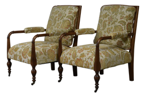 Antique Edwardian Lounge Chairs, 1890s, Set of 2