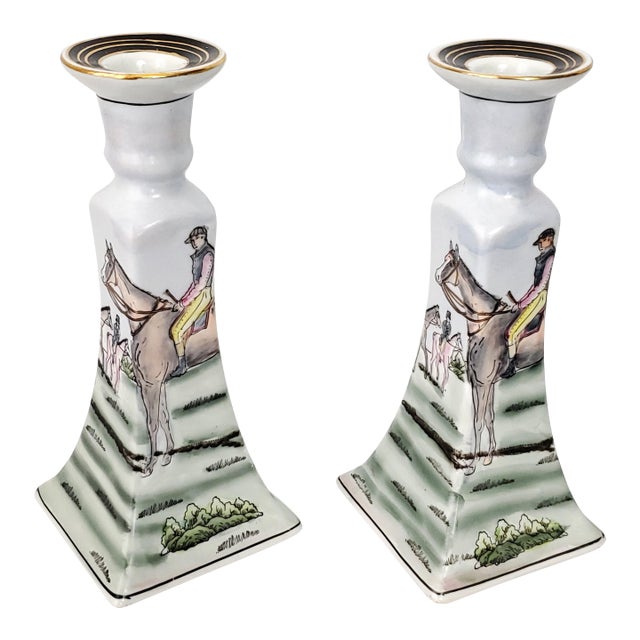 Candlestick Pair Equestrian For Sale
