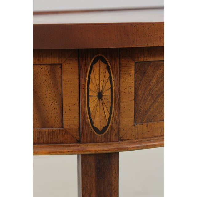 Hekman Mahogany Inlaid Demilune Table For Sale - Image 11 of 14