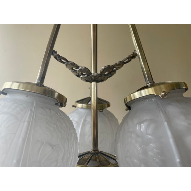 1920s French Art Deco Hanging Lamp from Cherrier & Besnus, 1930s For Sale - Image 5 of 18