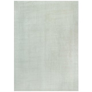 Modern Solid Light Gray Handmade Silk Rug "Line Grip" by Doris Leslie Blau For Sale