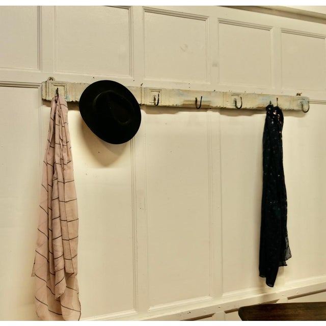 Long 19th Century Folk Art Wooden 7 Peg Coat Rack, 1880s For Sale - Image 3 of 8