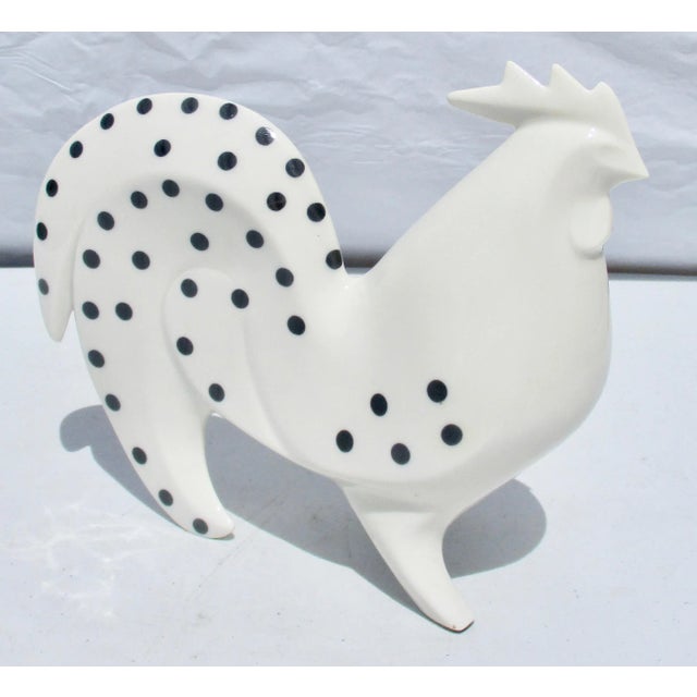 White 1970s Vintage Sgrafo Modern Rooster Figurine For Sale - Image 8 of 8