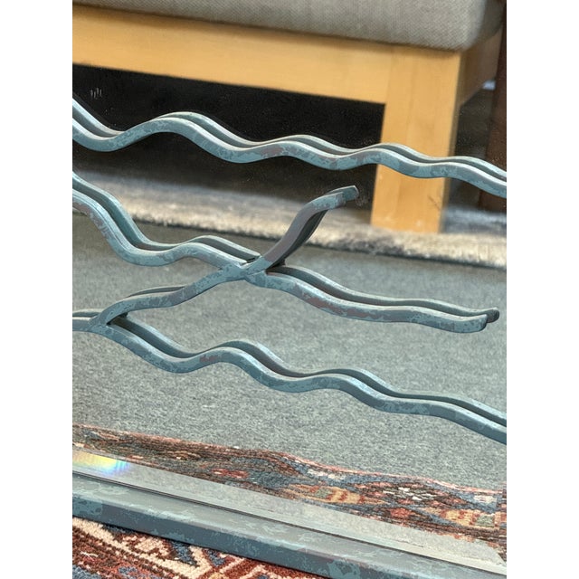 Postmodern Patinated Abstract Wave Wall Mirror For Sale - Image 10 of 11