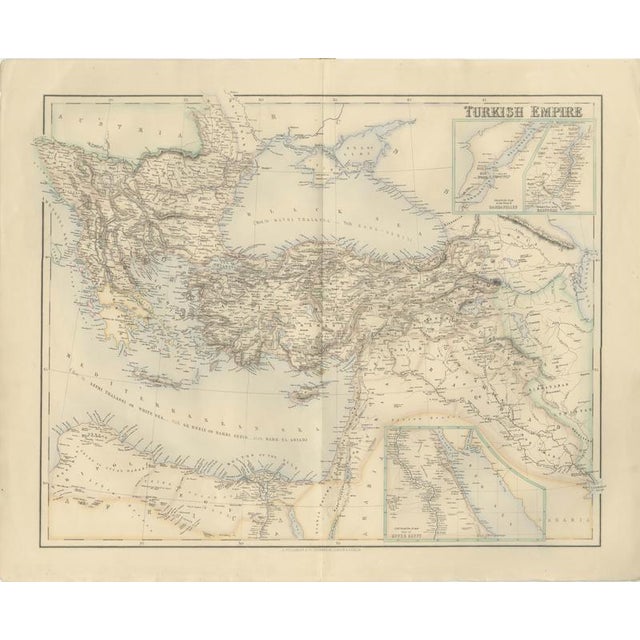 Traditional Antique Map of the Turkish Empire with the Dardanelles and Bosporus, 1860 For Sale - Image 3 of 8