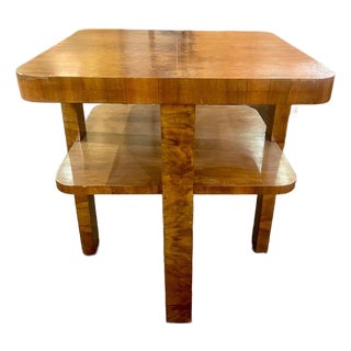 Italian Art Deco Style Walnut Side Table For Sale