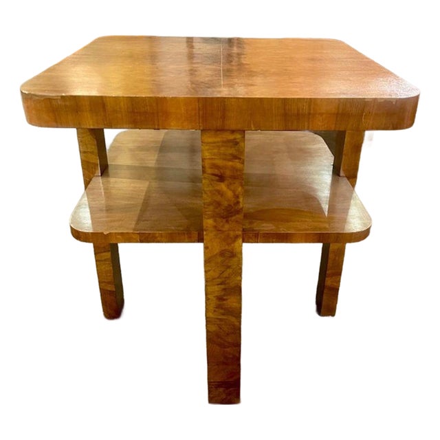 Italian Art Deco Style Walnut Side Table For Sale
