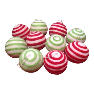 Vintage Christmas Mohair Ball Ornaments - Set of 10 For Sale