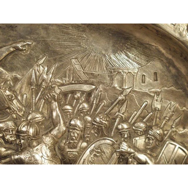 Antique German Silver Repoussé Battle Scene Tray, Circa 1850 For Sale In Dallas - Image 6 of 13