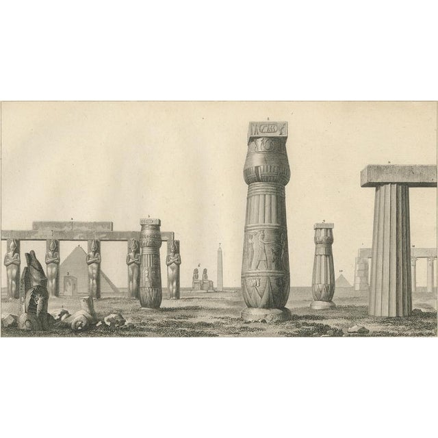 Dominique Baron Vivant Denon, Egypt Temple Ruins with Architectural Plan, 1802, Engraving on Paper For Sale - Image 4 of 9