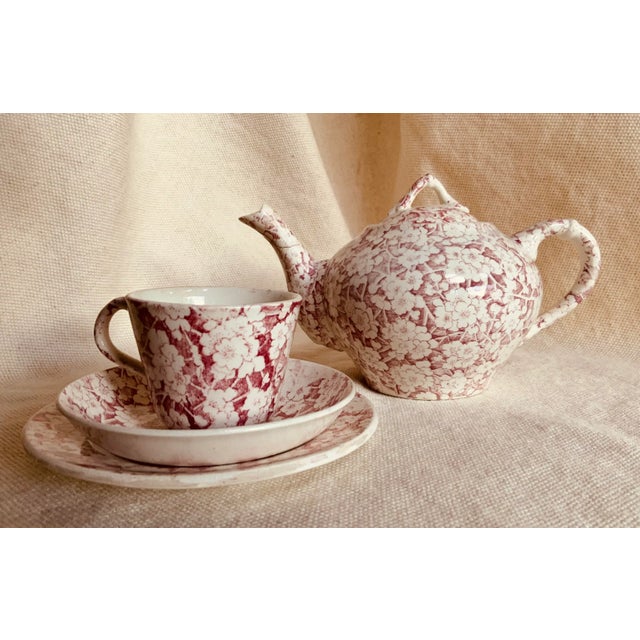 Antique Staffordshire Child's Tea Set, British Anchor Pottery, Apple Pattern, Circa 1850 "Start As You Mean to Go On" —...
