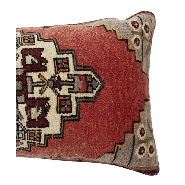 Traditional 16"x28" Hand-knotted Cushion Cover. Lumbar Pillow Cover. Accent Pillow Cover For Sale - Image 3 of 4