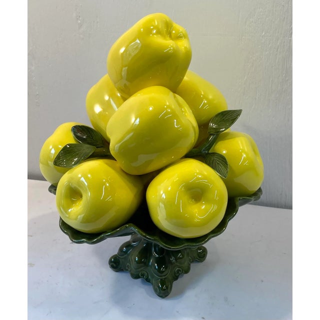 Nice vintage ceramic green apple topiary!