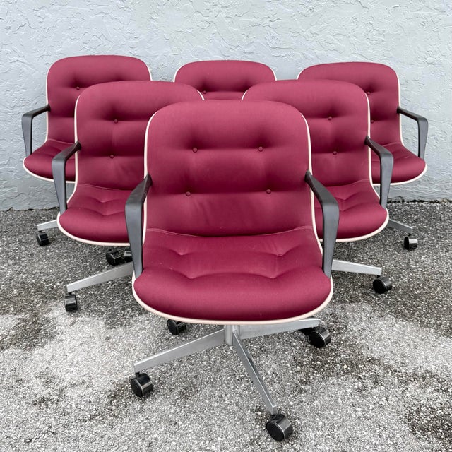 Mid-Century Modern 1988 Vintage Tufted Office Chairs by Steelcase - Set of 6 For Sale - Image 3 of 12
