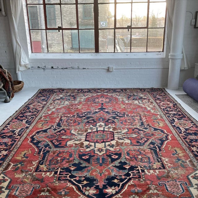 1900's Antique Serapi Rug For Sale - Image 10 of 12