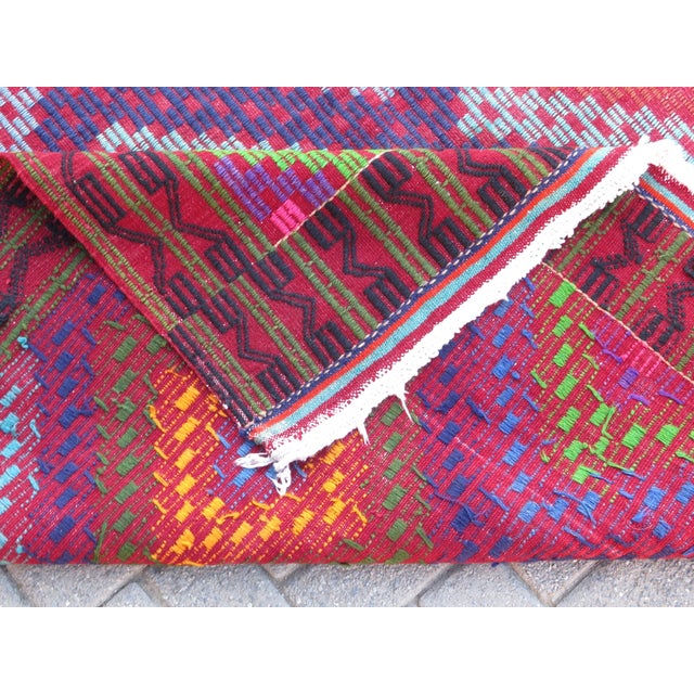 Mid 20th Century Amethyst Color Turkish Handmade Boho Area Jejim Kilim Rug For Sale - Image 4 of 11