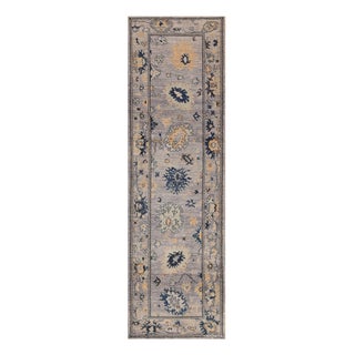 Nazmiyal Collection Soft Purple Pastel Color Modern Turkish Oushak Design Runner Rug For Sale
