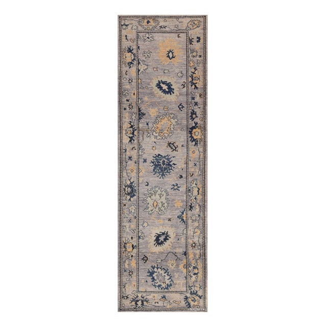 Nazmiyal Collection Soft Purple Pastel Color Modern Turkish Oushak Design Runner Rug For Sale