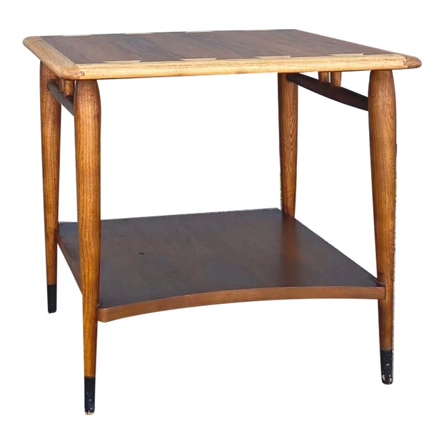 Mid Century Modern ‘Acclaim’ Square Side Table With Curved Lower Shelf | AltaVista Lane Furniture For Sale