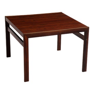 Mid Century CFC Silkeborg Danish Rosewood Square End Table Brass Trim For Sale