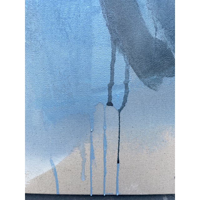 Cerulean "Echoes Along the Waterline" Large Contemporary Blue Abstract Painting in Cerulean, Slate and Navy by Stacey Warnix For Sale - Image 8 of 10
