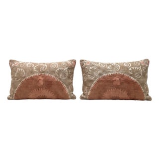 Uzbek Suzani Bedding Pillow Cover 17'' X 30'' - Set of Two For Sale