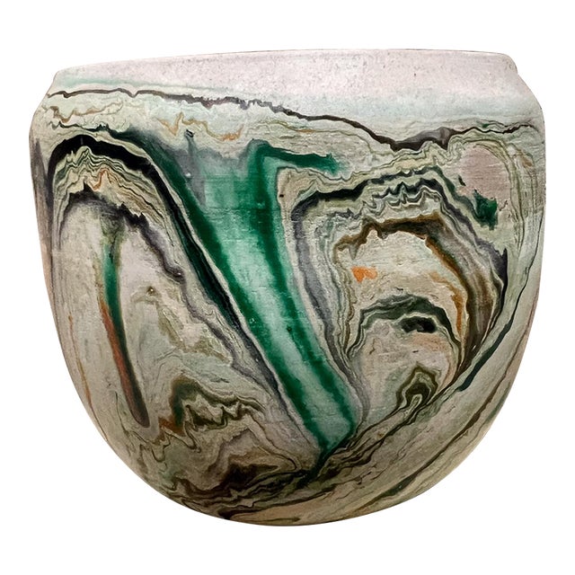 Nemadji Ceramic Indian Art Pottery Green Brown Vase Moose Lake For Sale