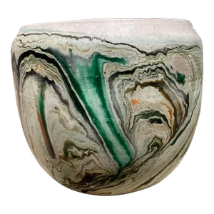 Nemadji Ceramic Indian Art Pottery Green Brown Vase Moose Lake