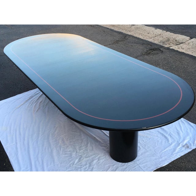 10’ Black Lacquered Tri-Pedestal Dining Table Manner of Knoll International For Sale - Image 10 of 13