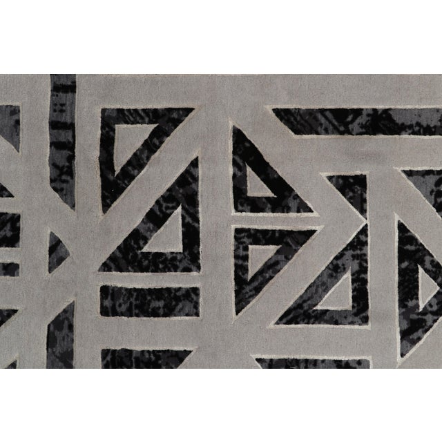 2010s Rug & Kilim’s Art Deco Style Modern Rug in Gray, Black Geometric Pattern For Sale - Image 5 of 6