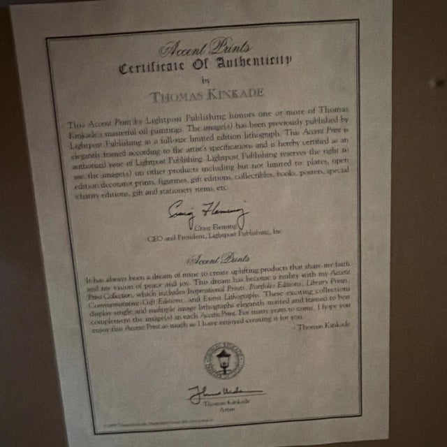 Thomas Kincaid "Sunday Outing" Licensed Reproduction of Western Print, with Signed Certificate of Authenticity 1999 For Sale In Milwaukee - Image 6 of 6