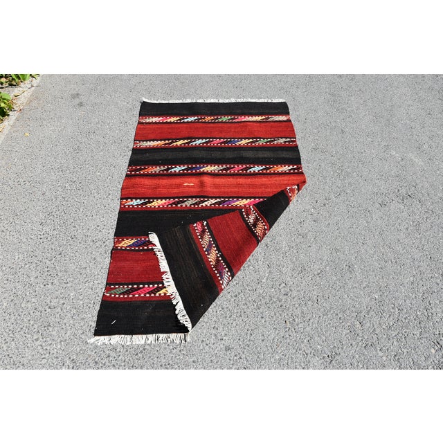 1960s 1960s Rustic Hand Knotted Red Striped Kilim For Sale - Image 5 of 10