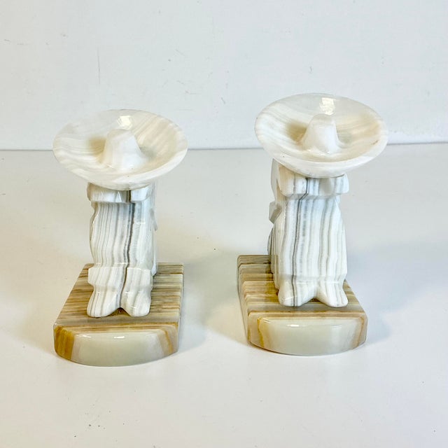 1970s Vintage Boho Chic Mexican Alabaster Hombre Bookends - A Pair. For Sale - Image 6 of 10