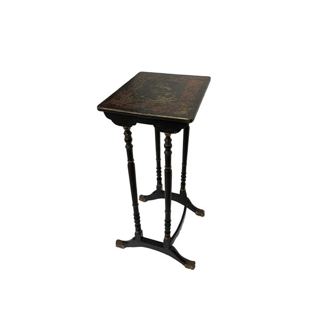 Antique Vintage Chinoiserie Ebonised Nest of Side Tables, 1890s, Set of 3 For Sale - Image 4 of 7
