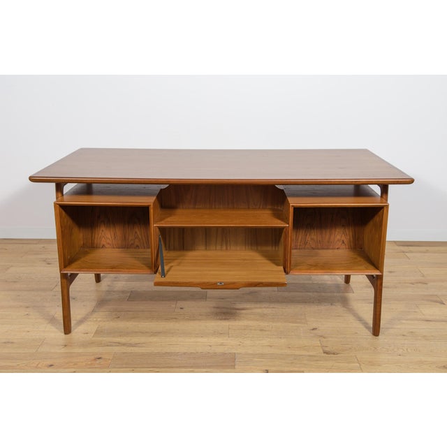 Mid-Century Teak Model 75 Freestanding Desk from Omann Jun, Denmark, 1950s For Sale - Image 6 of 18