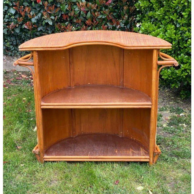 1960s Half-Moon Bar in Rattan and Woven Wicker, 1960s-1970s For Sale - Image 5 of 6
