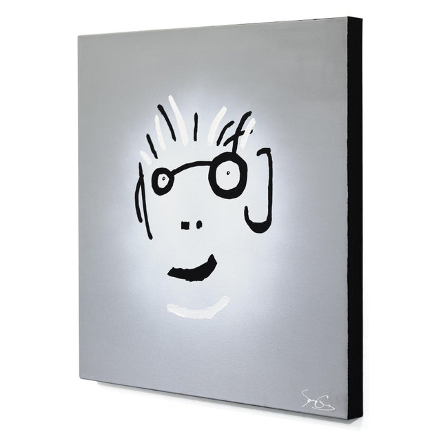 Spike Head - Abstract Quirky Figurative Portrait Mixed Media Art on Canvas Original Artwork by Soren Grau For Sale In Los Angeles - Image 6 of 9