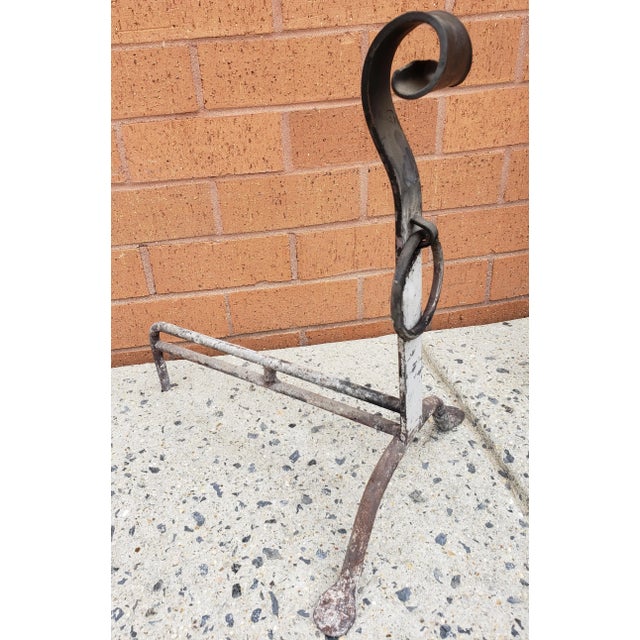 Traditional Pair of 19th Century Hand Forged Iron Andirons For Sale - Image 3 of 5