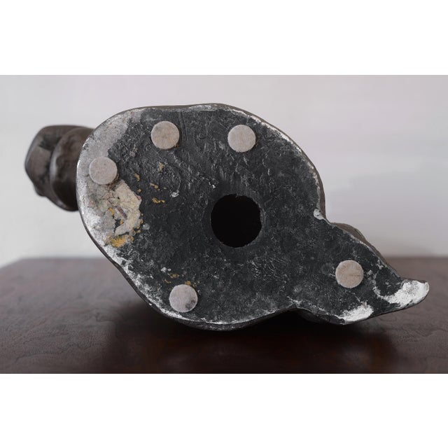 Large Vintage Dark Brown Ceramic Horse Head Sculpture For Sale - Image 14 of 14