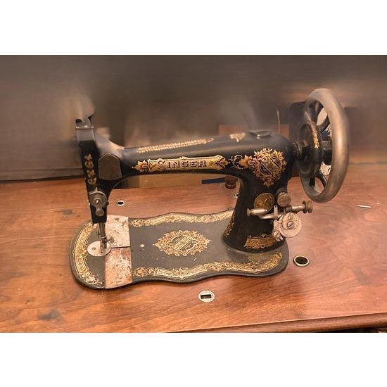 Singer & Sons Antique 1891 Singer Sewing Machine With Foot Treadle For Sale - Image 4 of 10