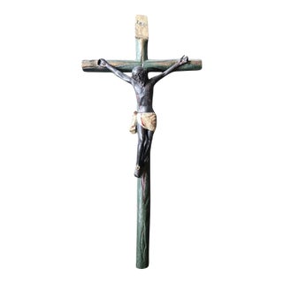 19thc Latin American Santo of Jesus on the Cross Wall Mount For Sale