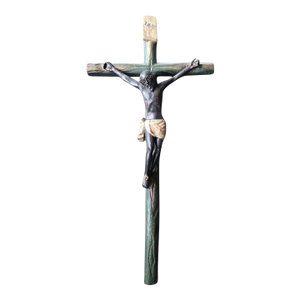 19thc Latin American Santo of Jesus on the Cross Wall Mount