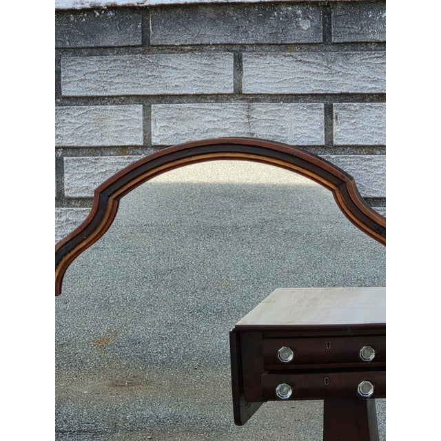 1930 Oval Walnut Hand Painted American Mirror. For Sale - Image 13 of 18