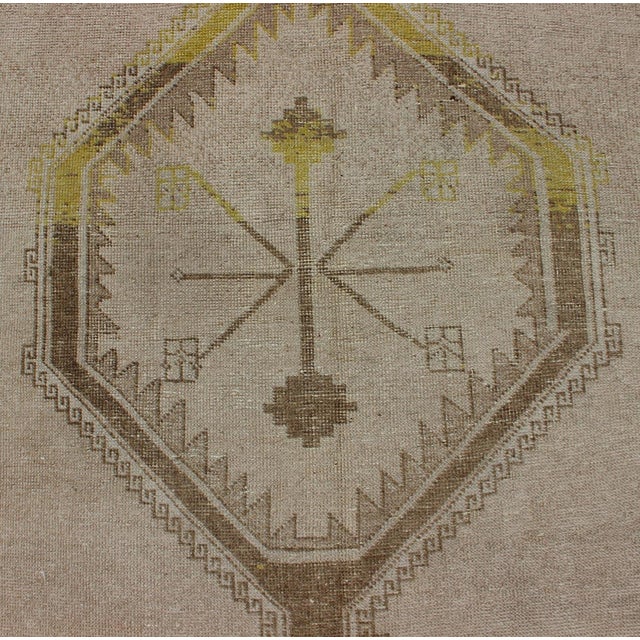 Textile Vintage Turkish Oushak Runner With Lemon Yellow, Sand, and Beige Tones 3'4 X 12'4 For Sale - Image 7 of 11