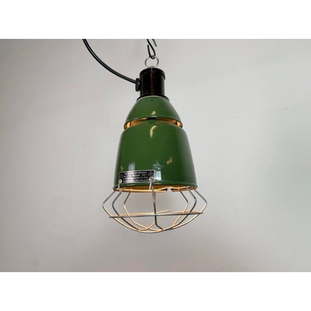 Industrial Green Enamel Cage Pendant Lamp from Philips, 1960s For Sale - Image 10 of 16