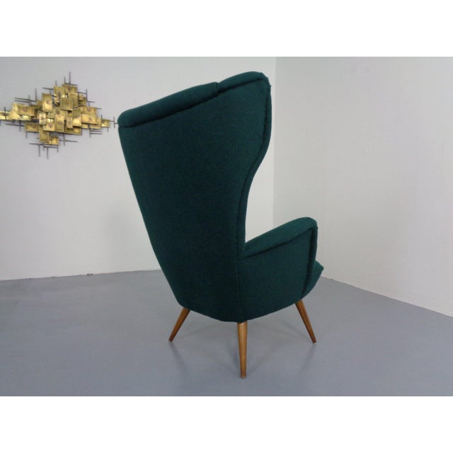Brown French Wingback Chair with Kvadrat Tonica Upholstery, 1950s For Sale - Image 8 of 18