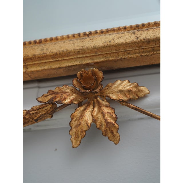 Italian Large Vintage Louis XV Style Wall Mirror W. Gold Frame For Sale - Image 10 of 12