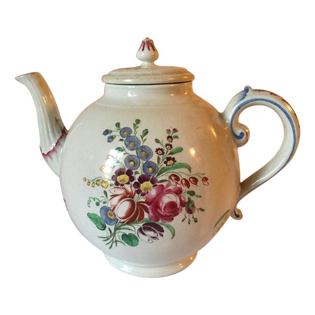 Doccia Porcelain Tea Pot with Floral Decor by Richard Ginori, Italy, Late 18th Century For Sale