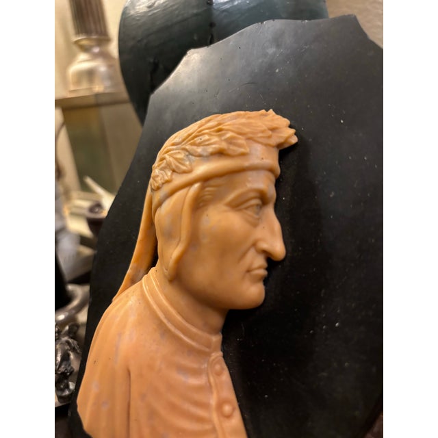 Early 19th Century Early 19th Century Italian Grand Tour Relief Siena Marble Carved Profile Plaque of Dante Alighieri Paperweight For Sale - Image 5 of 13