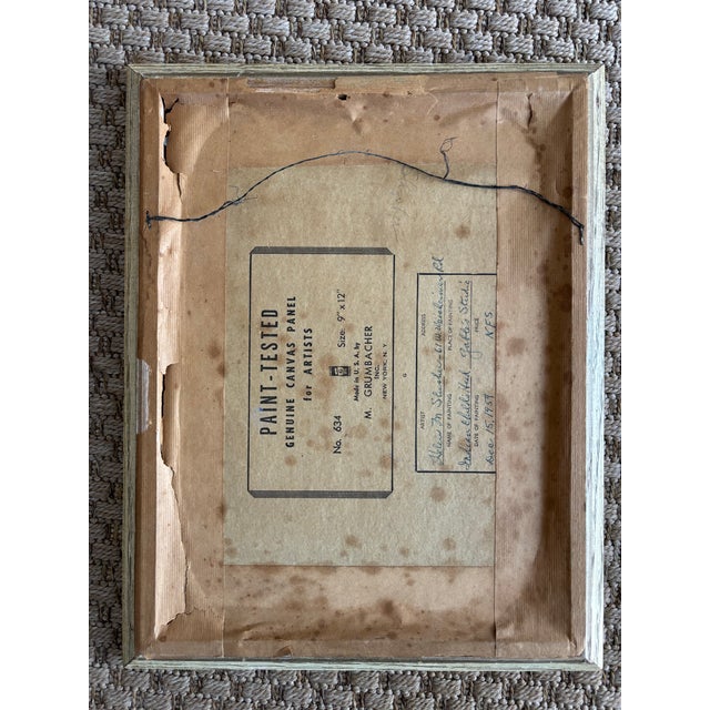 Wood 1950s Young Native American Girls Oil Paintings, Framed Pair For Sale - Image 7 of 7